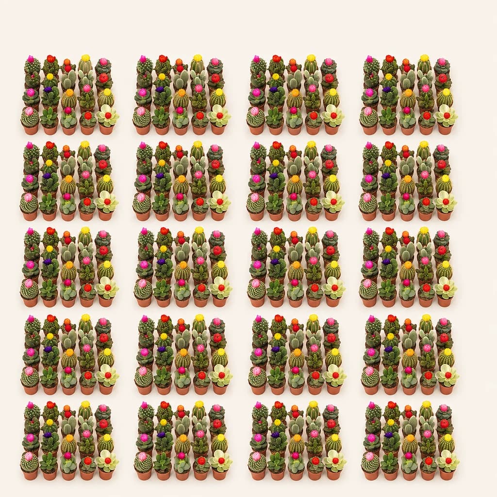 Lot de 20 cactus variés fleuris 12 cm