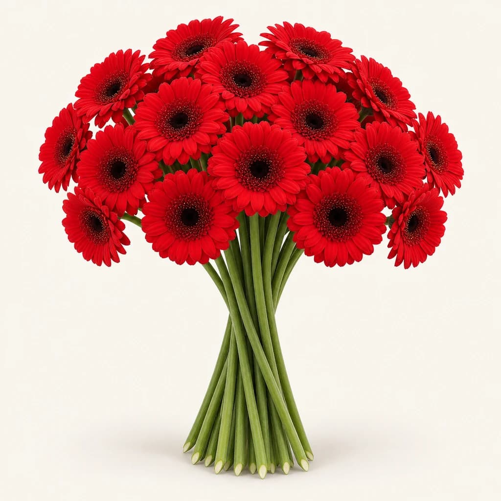 Gerbera mini Red Ruby, lote de 20 tallos