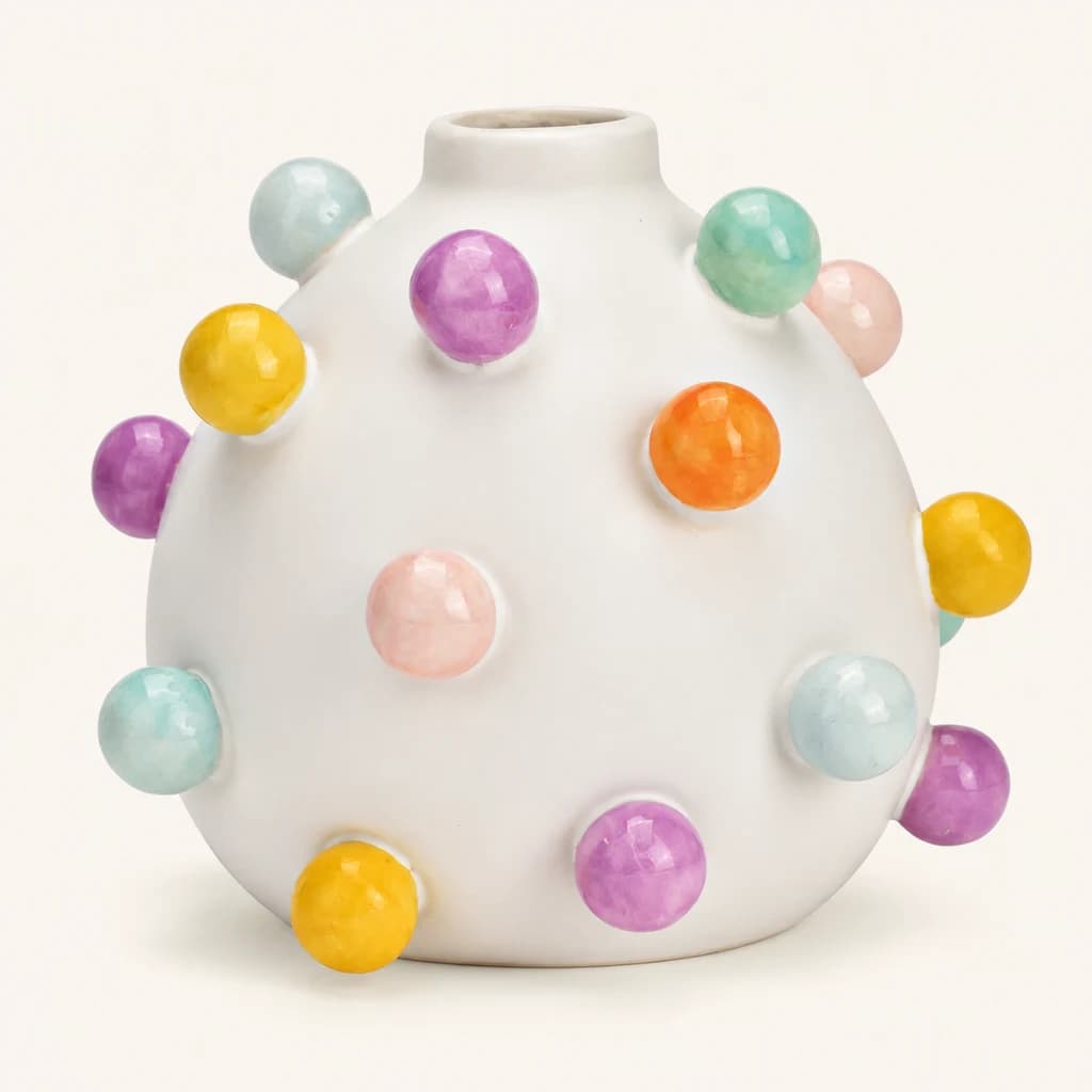 Jarrón Decorativo Color Dots Cerámica