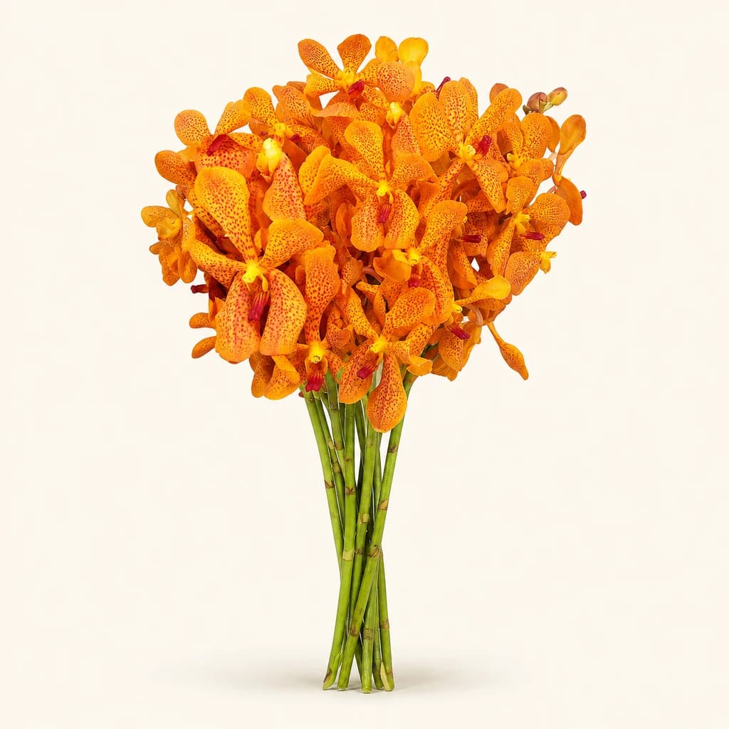 Orquídea Mokara Duangpon laranja, lote de 5 caules