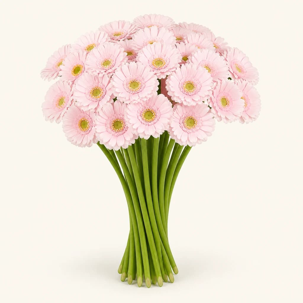 Bouquet de 20 Mini Gerberas Cabaret Rose Clair