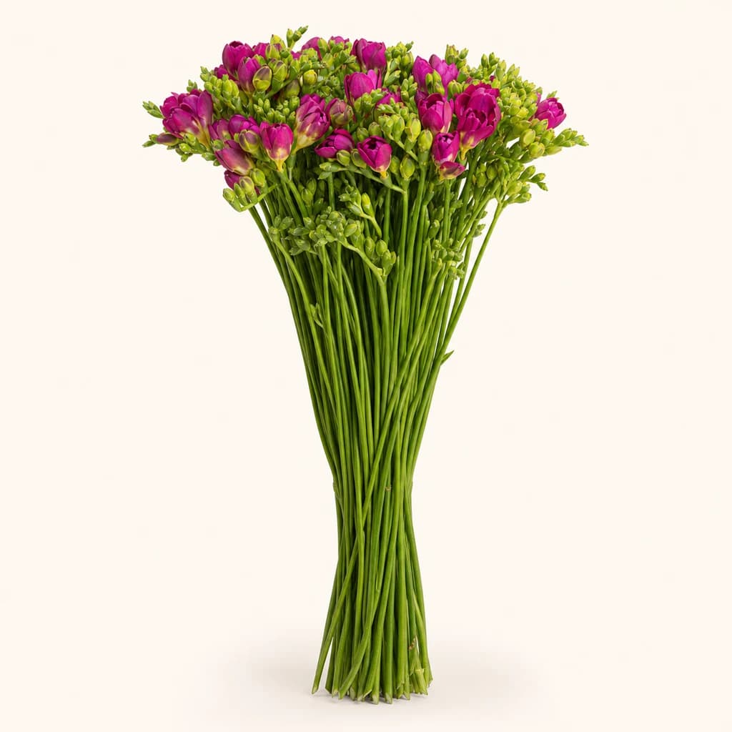 Ram de frèsies dobles Expression porpra (Freesia hybrida), lot de 50 tiges