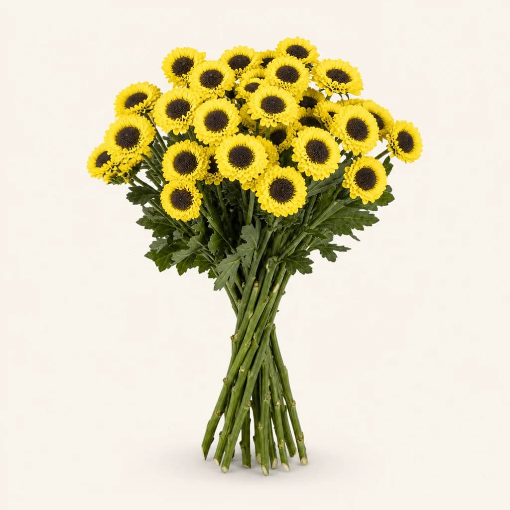 Crisantem Molly groc, lot de 20 tiges (Chrysanthemum)