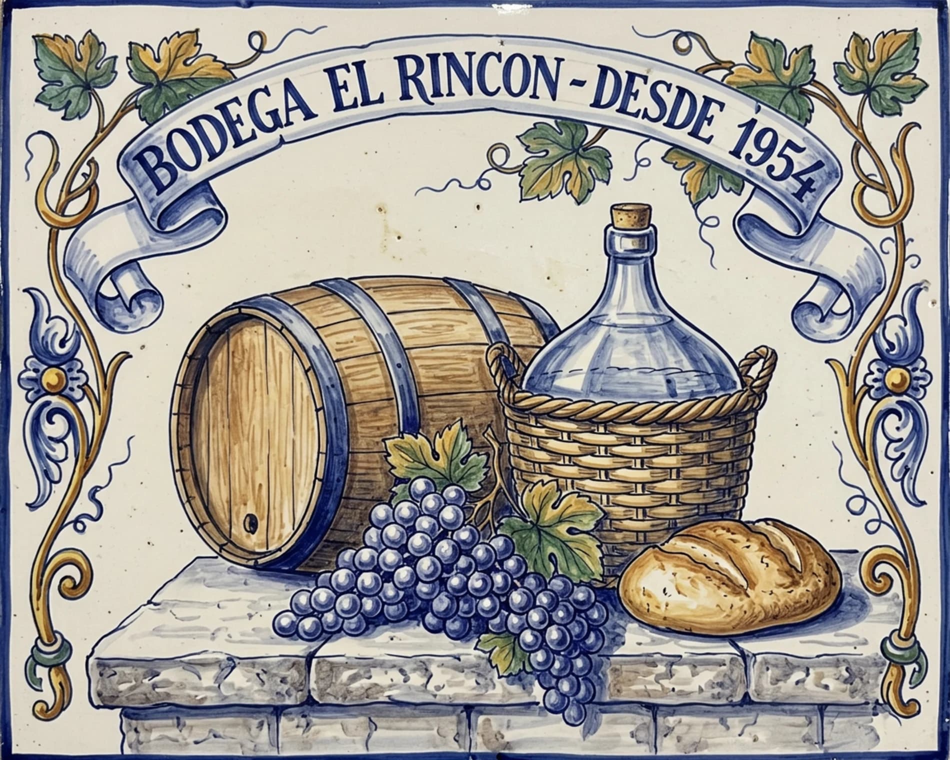 El celler, a la paret — Gran foc sobre esmalt
