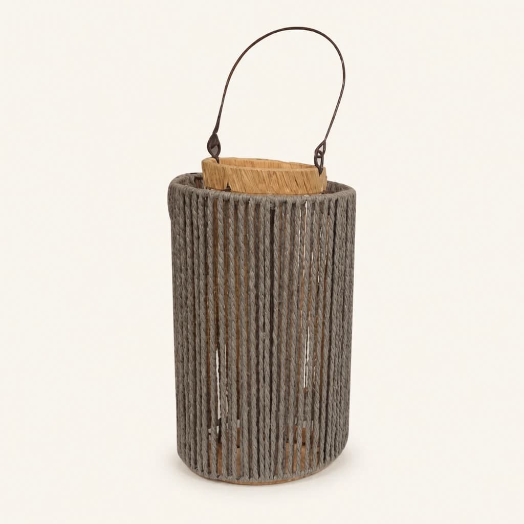 Lanterna Decorativa de Corda Taupe