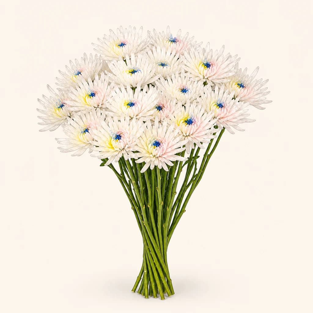 Chrysanthème uniflora Rainbow Core peint