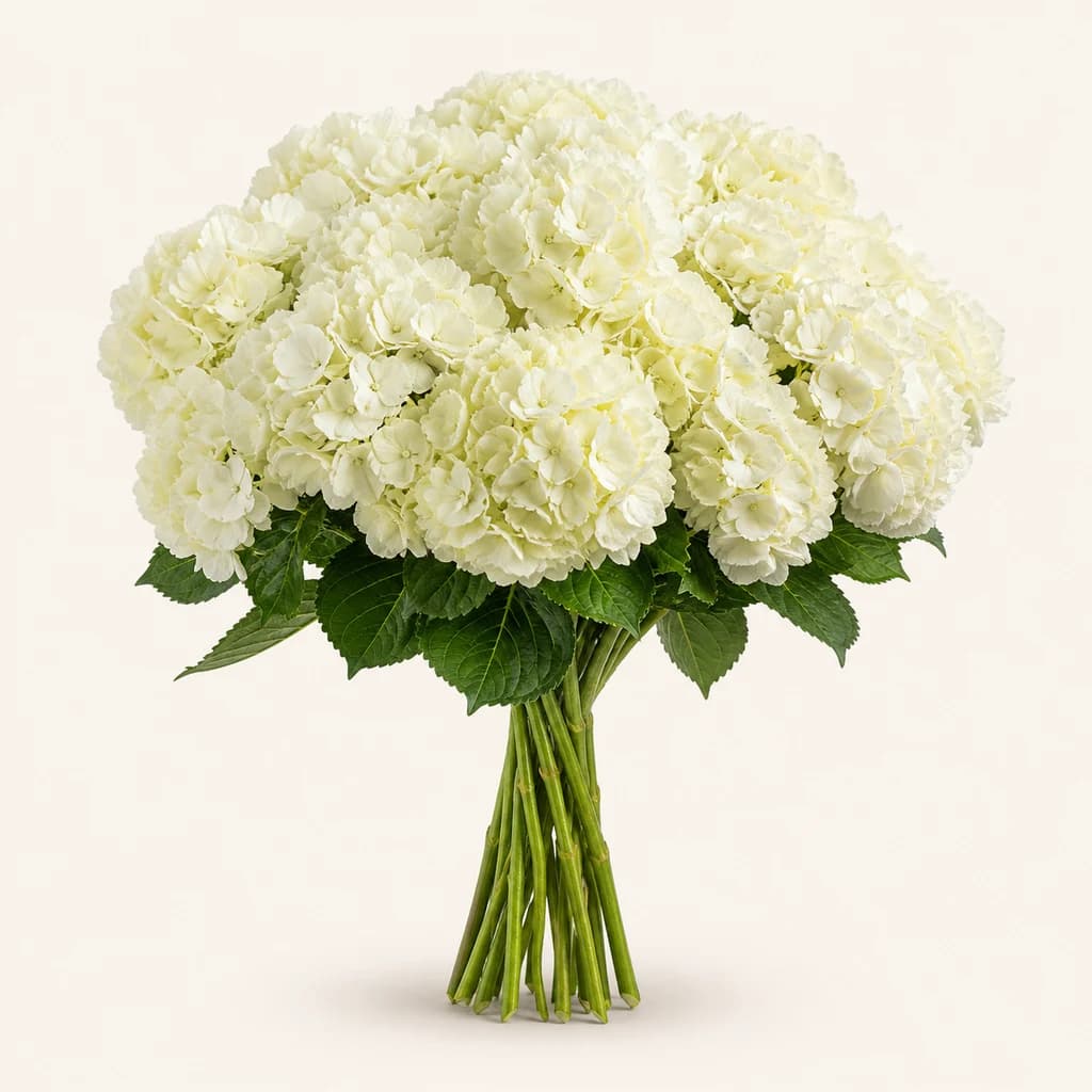Bouquet d'hortensia blanc (Hydrangea macrophylla)