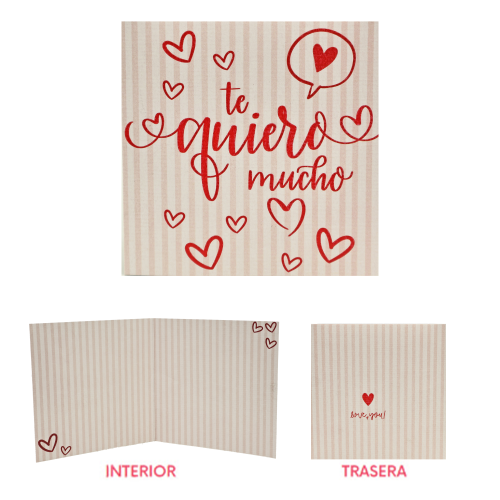 Tarjetón «Te quiero mucho», lote de 2 unidades
