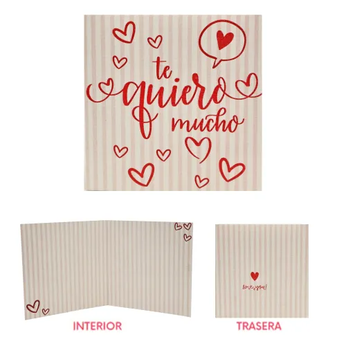 Cartão grande «Te quiero mucho», lote de 2 unidades