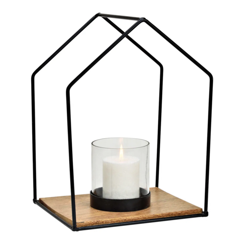 Candelero de metal House con base de madera