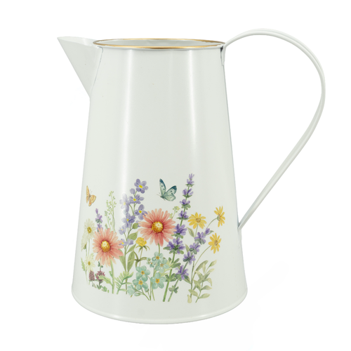 Jarra com asa Flowers branca de cor branca, lote de 6 peças, 18,5 cm de altura